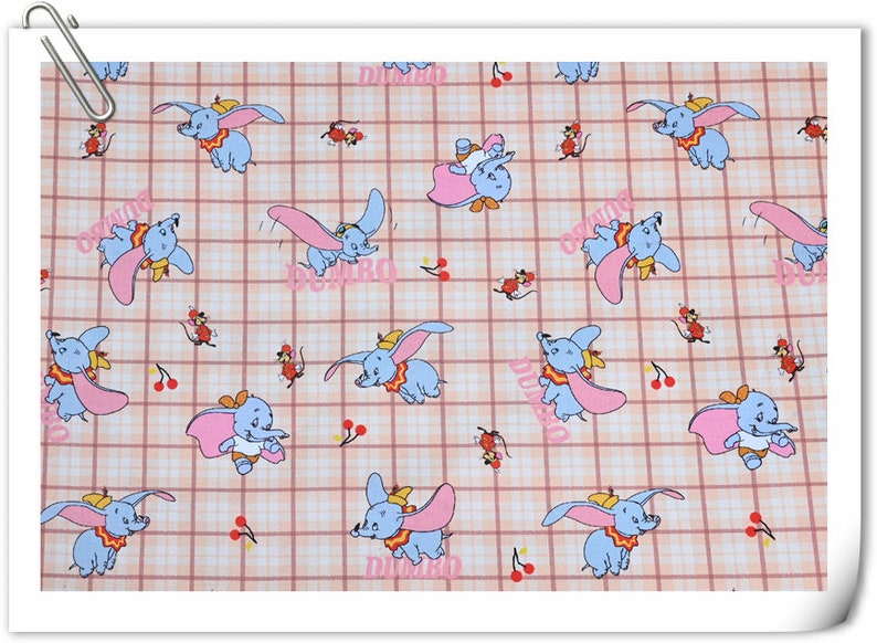 Dumbo Fabric Anime Cartoon Cotton Fabric By The Half Yard image 1