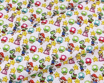 Mario Fabric anime dibujos animados Cotton Fabric by The Half Yard