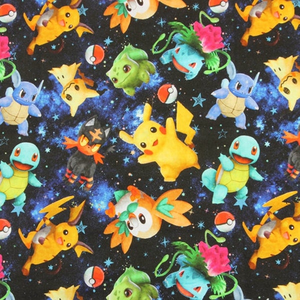 Pokemon Fabric Anime Cartoon Cotton Fabric By The Half Yard