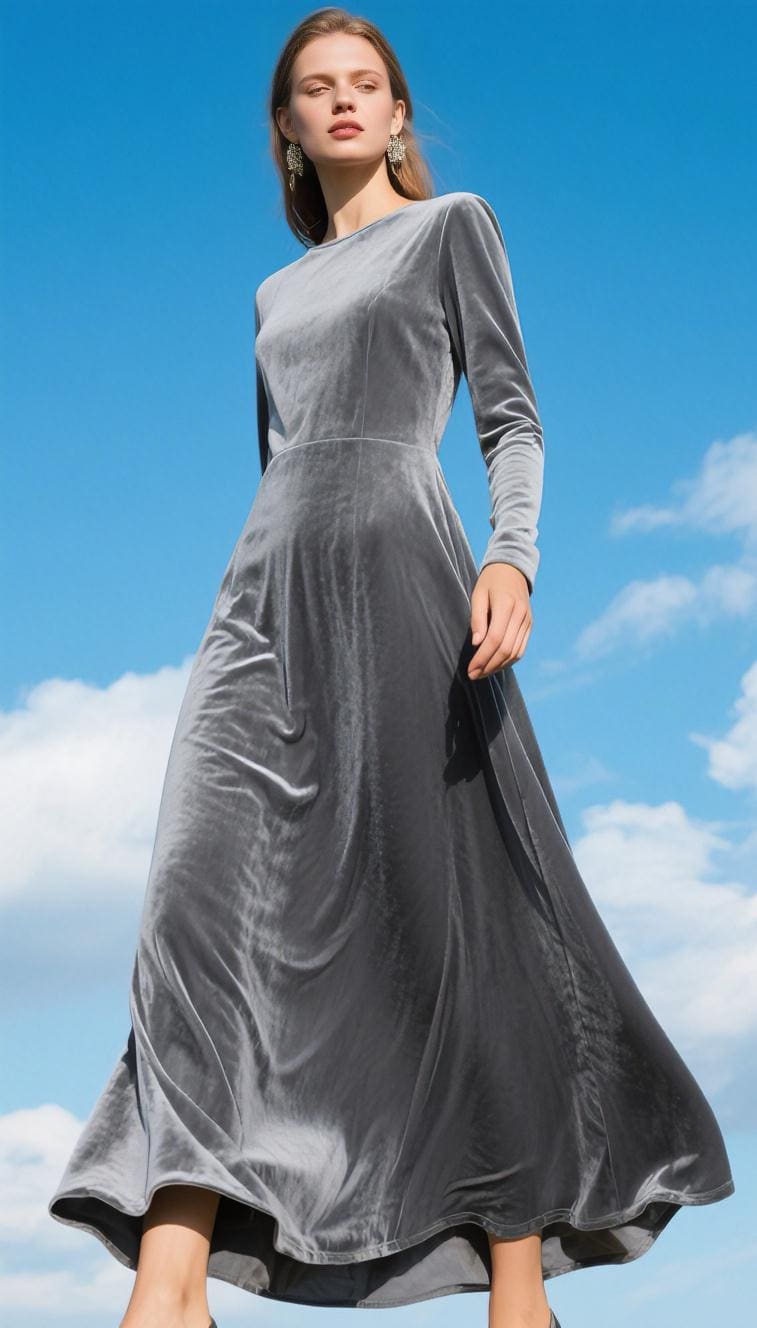 chinese dress ladies Gray Velvet Dress - Bridesmaid Dress