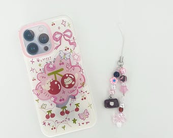 Kawaii Neapolitan Phone Charm: Handmade Beaded Keychain