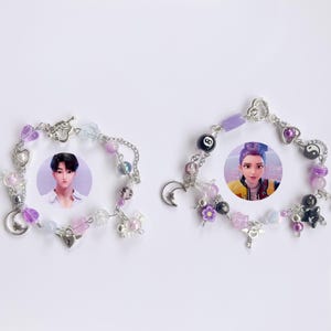 Kpop Demon Hunters Rumi and Jinu Matching Bracelets | Purple Charm Bracelet| Y2k Grunge aesthetic| Gift Ideas