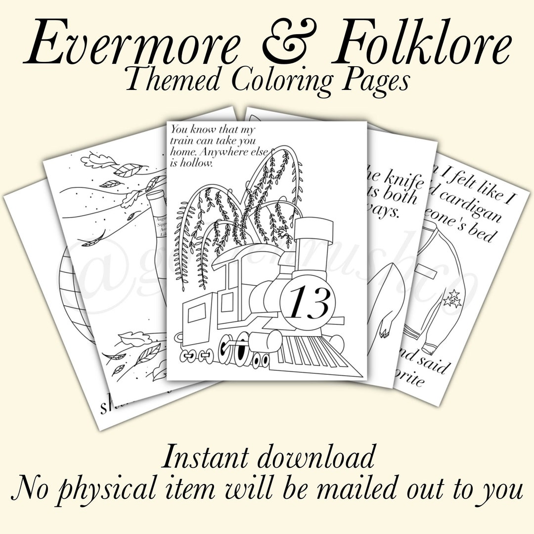 Taylor Swift Folklore and Evermore Themed Coloring Page Bundle - Etsy