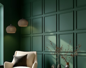 Square Grid Wall Panel Kit, Pre-Cut Modular Molding Frames, 10 Sizes Available