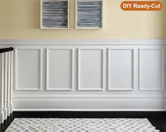 Half Wall Wainscoting Kit, Pre-Cut Rectangle Panels for Hallway, Nursery and Staircase