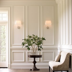 Wall Molding Kit - DIY Accent Wall Kit - Wainscoting Panels - 3 Upper + 3 Lower Panels Ready to Paint Easy Install  Mouldings