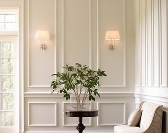 Wall Molding Kit - DIY Accent Wall Kit - Wainscoting Panels - 3 Upper + 3 Lower Panels Ready to Paint Easy Install  Mouldings