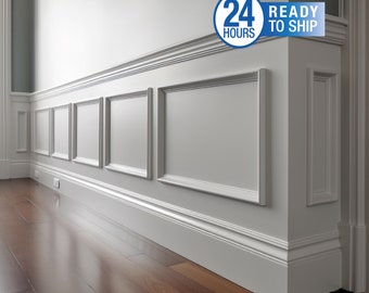 Ready Cut  Half Wall Molding Kit , Accent wall Kit, Factory Primed Wall Trim Kit ,Half Wall Wainscoting Kit