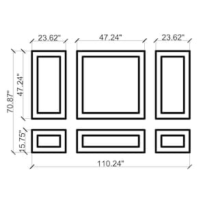 a architecture drawing of a wall molding design with dimensions in inches