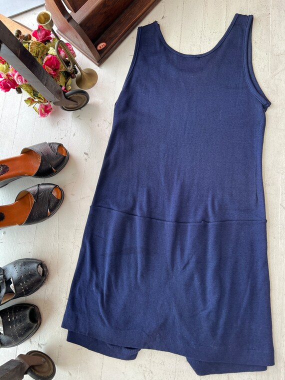 1920s | Navy Blue | Cotton | Classic Tank Swimsuit