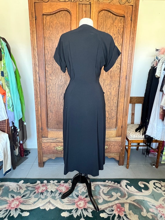 1940s | Blakely Originals | Black Dress w Velvet … - image 2