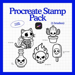 Gothic Skull Stamp Collection for Procreate – Spooky Digital Brushes for Tattoo-Style Art
