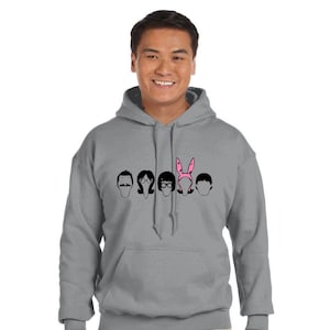 Bob&#39;s Burgers Silhouette Gildan Adult Heavy Blend 13.3 oz./lin. yd., 50/50 Hood | G185
