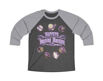 Muppet Haunted Mansion Adult Unisex Tri-Blend 3/4 Raglan Tee / Shirt / Graphic T-shirt