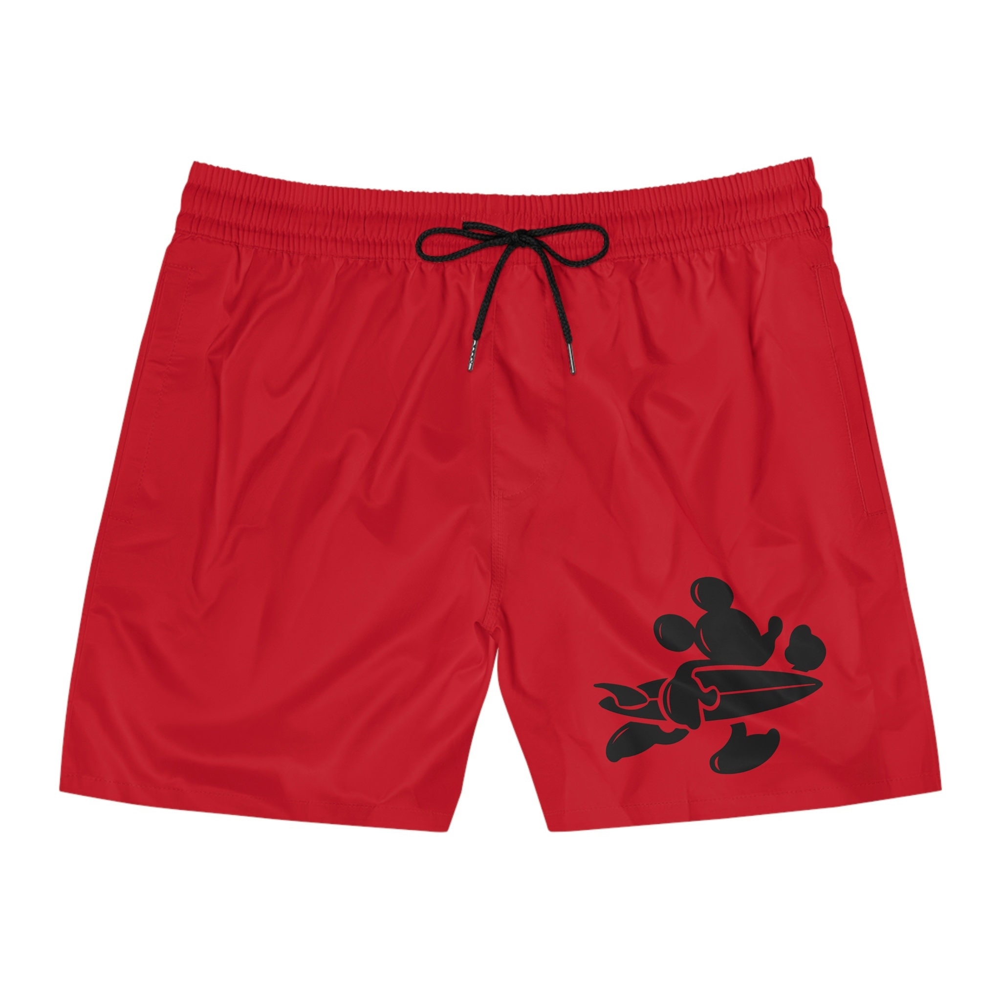 Mickey Mouse with surfboard Men's Mid-Length Swim Shorts