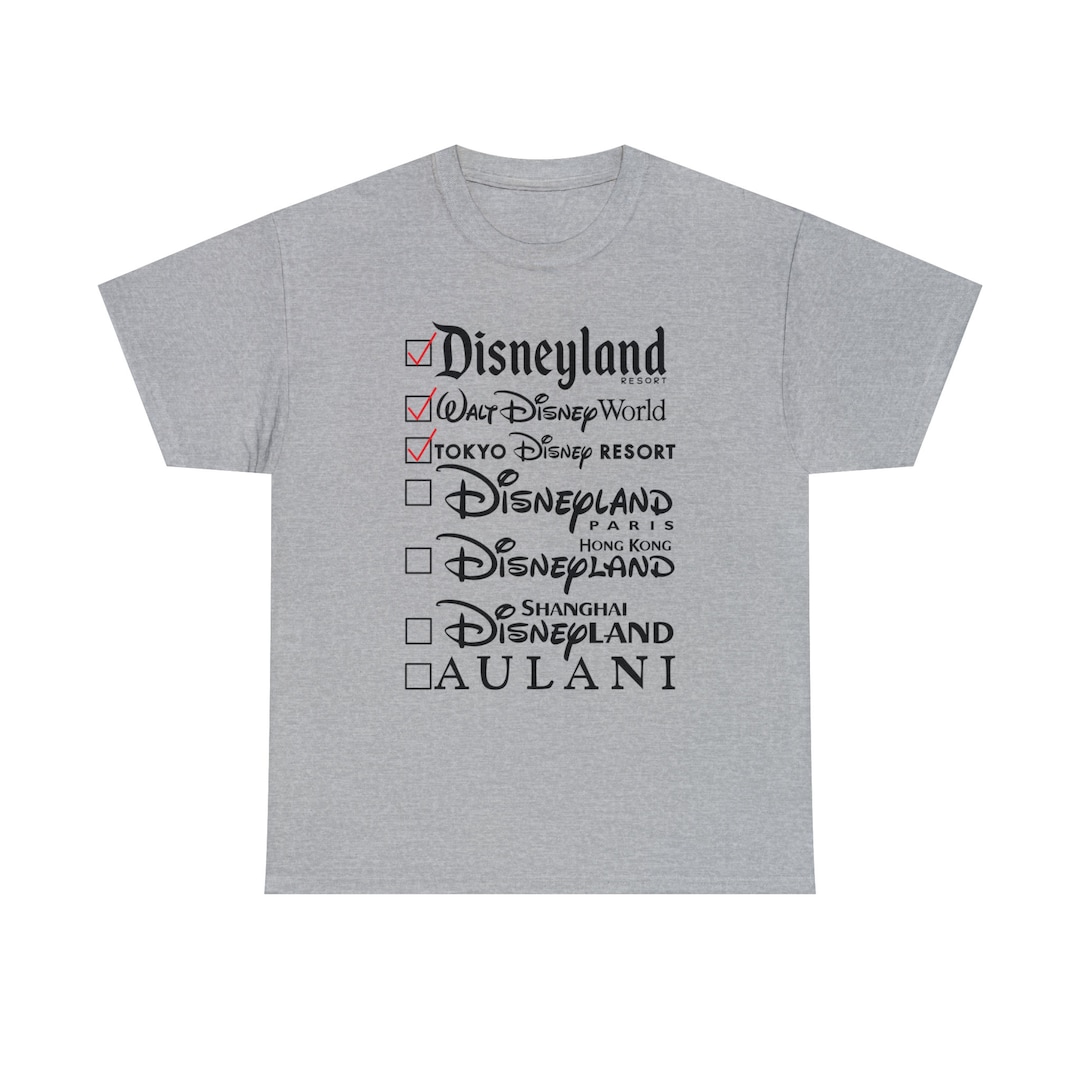 Disney Bucket List Shirt Adult Unisex Heavy Cotton Graphic Tee Shirt