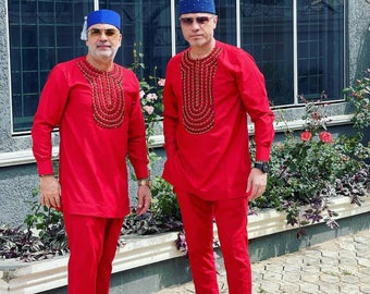 Afrikanischer Hochzeitsanzug, traditioneller Hochzeitsanzug, Bräutigamanzug, Dashiki-Shirt, afrikanischer Herrenanzug, Männer-Kaftan, Senator-Anzug