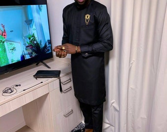 African wedding suit, traditional wedding suit, Groomsmen suit, Groom's suit, Dashiki shirt, Agbada, men's kaftan, African men's wear, suit