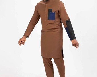 Afrikanischer Hochzeitsanzug, Groomsmen-Anzug, Bräutigam-Anzug, traditioneller Hochzeitsanzug, Herren-Kaftan, Dashiki, Senator-Anzug, Agbada, Herrenbekleidung