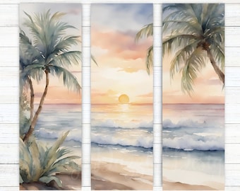 Tropical Ocean Sunset Bookmarks Set of 3, Printable Watercolor Beach Bookmarks, Ocean Bookmarks, Summer Bookmarks, Beach Lover Gifts