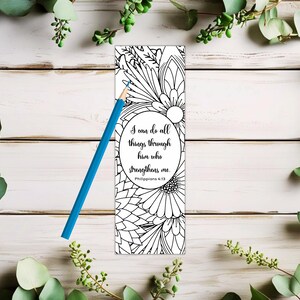 Coloring Bible Verse Bookmarks Set of 4, Printable Coloring Bible Bookmarks, Bible Study, Digital Bookmarks, DIY Coloring Bookmarks image 3
