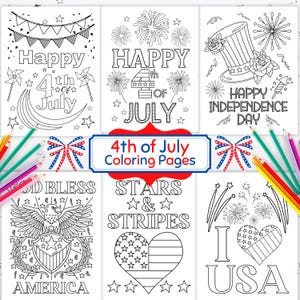 4th of July Coloring Pages for Kids | Instant Download | Patriotic Coloring Sheets | Independence Day Activity | Fourth of July Coloring