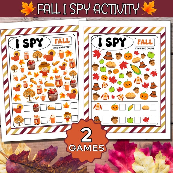 Fall I Spy Activity, I Spy Fall Find and Count Game Set, Kid's Fall Activity, Fall Season Classroom Game, Printable Kid's I Spy Fall Games