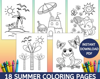 Printable Kids Summer Coloring Pages - Instant Download