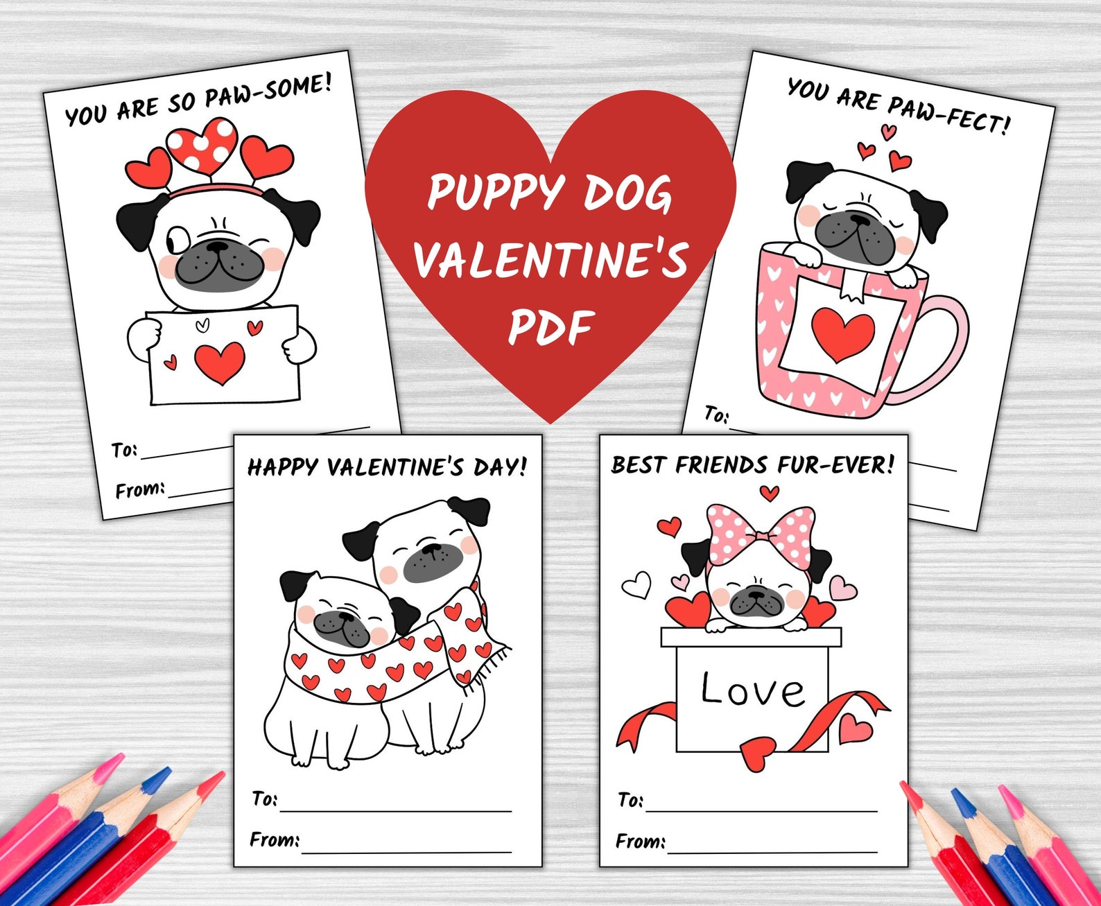 Puppy Dog Valentine's Day Cards, Printable Valentine's Day Cards ...