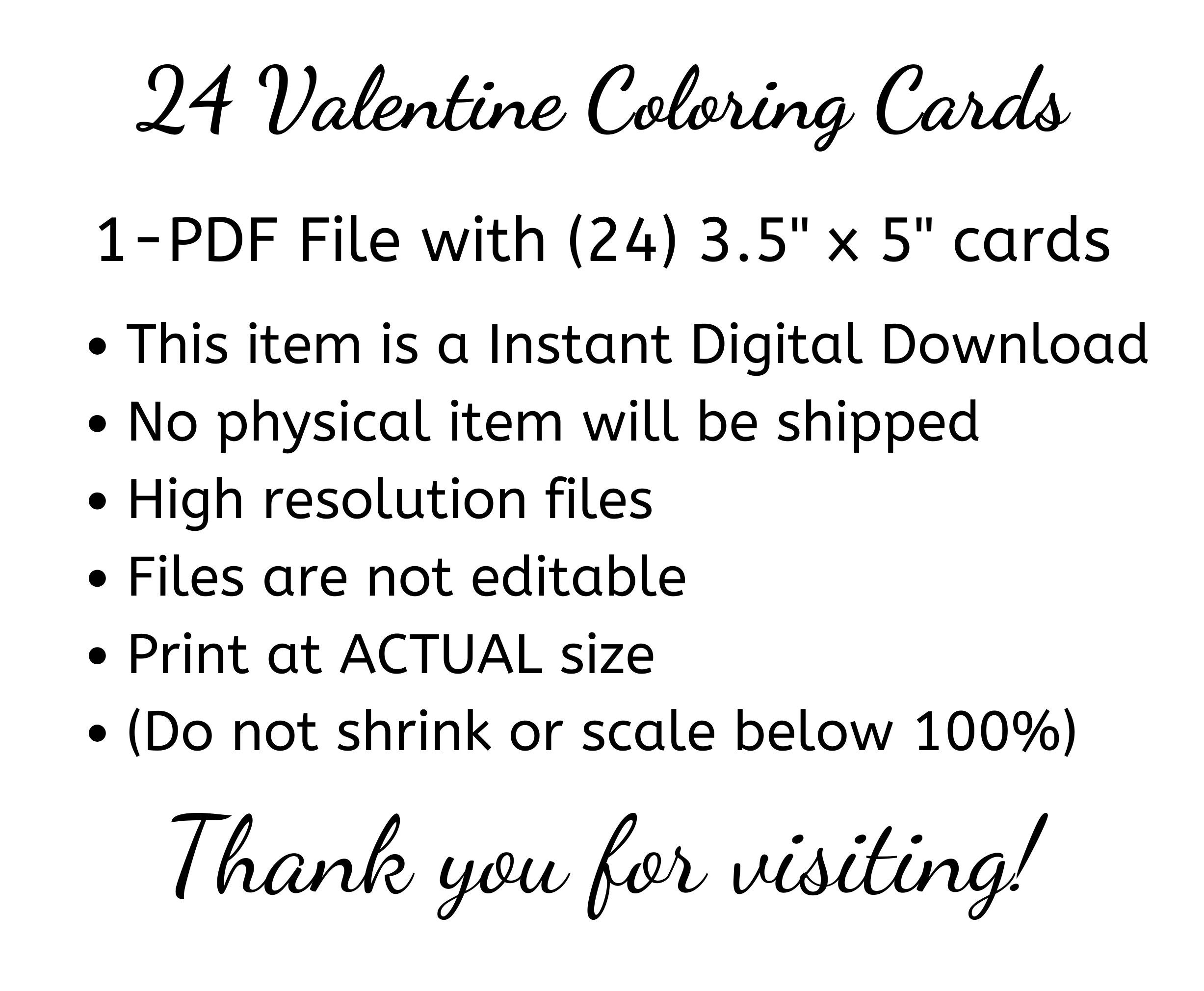 Valentine Coloring Cards Printable Valentine s Day Coloring Cards Classroom Valentine s Day