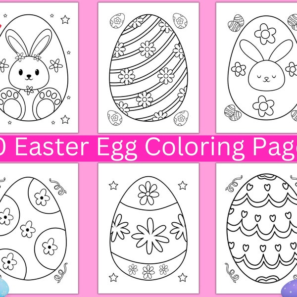 30 pages à colorier d'oeufs de Pâques pour les enfants, pages à colorier imprimables de Pâques, activité de coloriage d'oeufs de Pâques, téléchargement immédiat, coloriage de Pâques