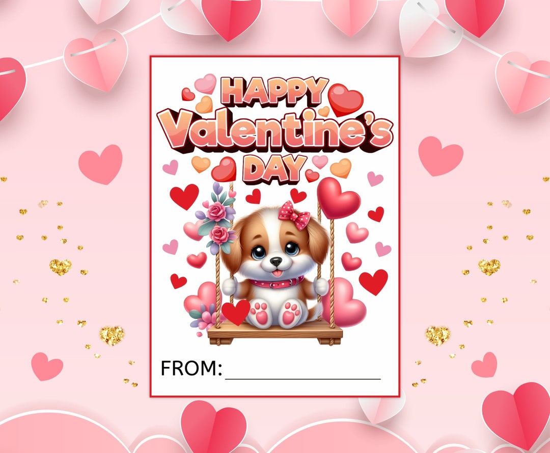 Dog Valentine's Day Cards, Printable Valentine Cards, Classroom ...