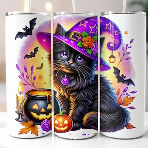 Halloween Black Cat Tumbler Sublimation Transfer, Ready to Press Sublimation, 20 oz Skinny Tumbler Wrap, RTP Transfer, NOT A DIGITAL