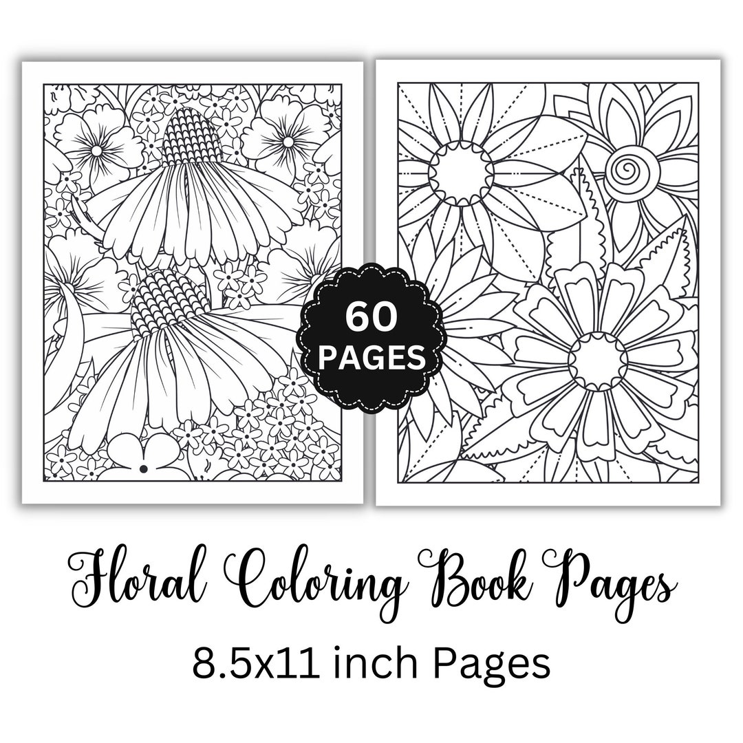 60 Floral Coloring Pages, Printable Flower Coloring Pages, Flower ...
