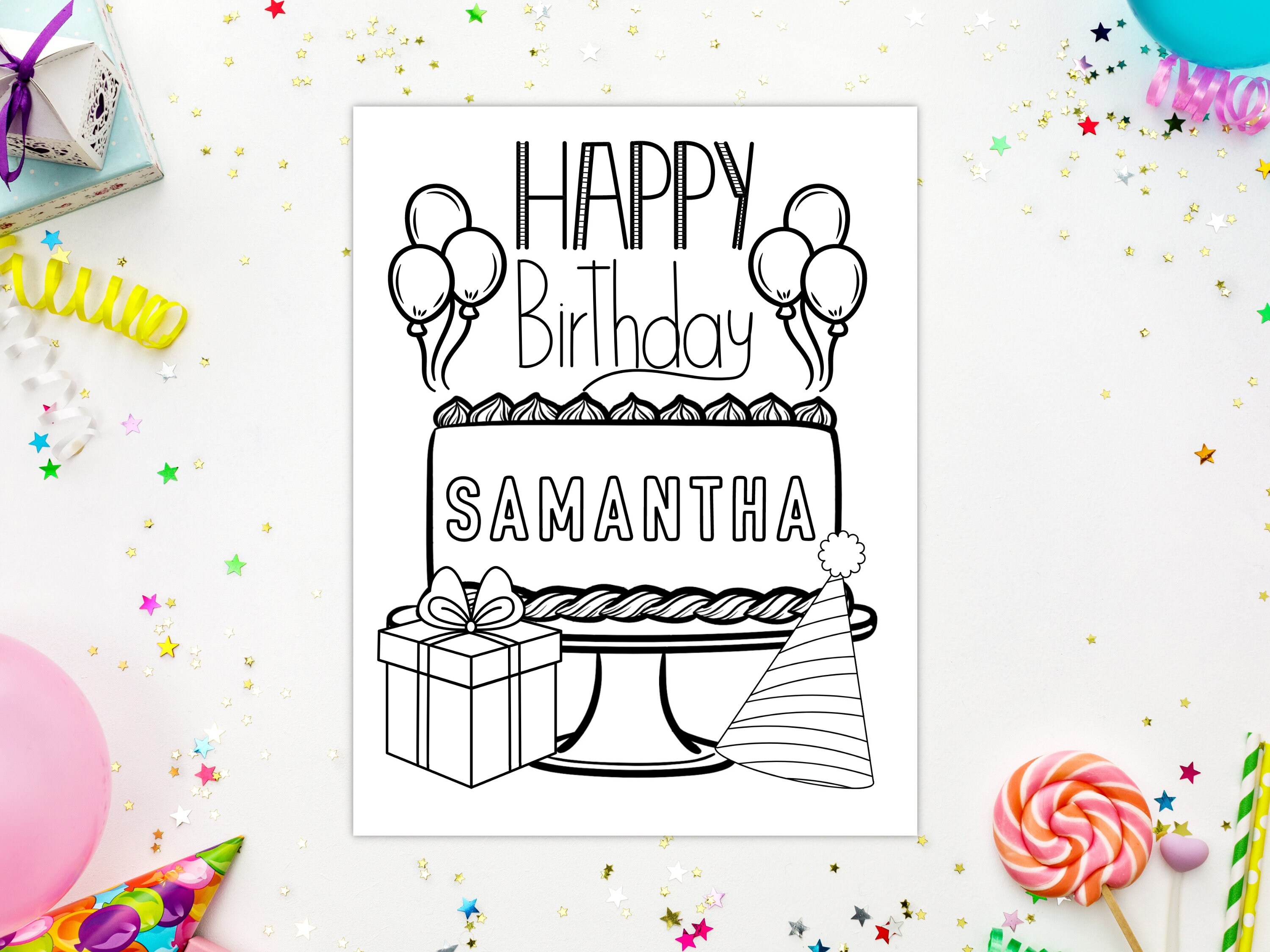 Personalized Birthday Coloring Pages for Kids, Printable Birthday