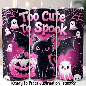 Black Cat Halloween Tumbler Sublimation Transfer, Ready to Press Sublimation, 20 oz Skinny Tumbler Wrap, RTP Transfer, NOT A DIGITAL