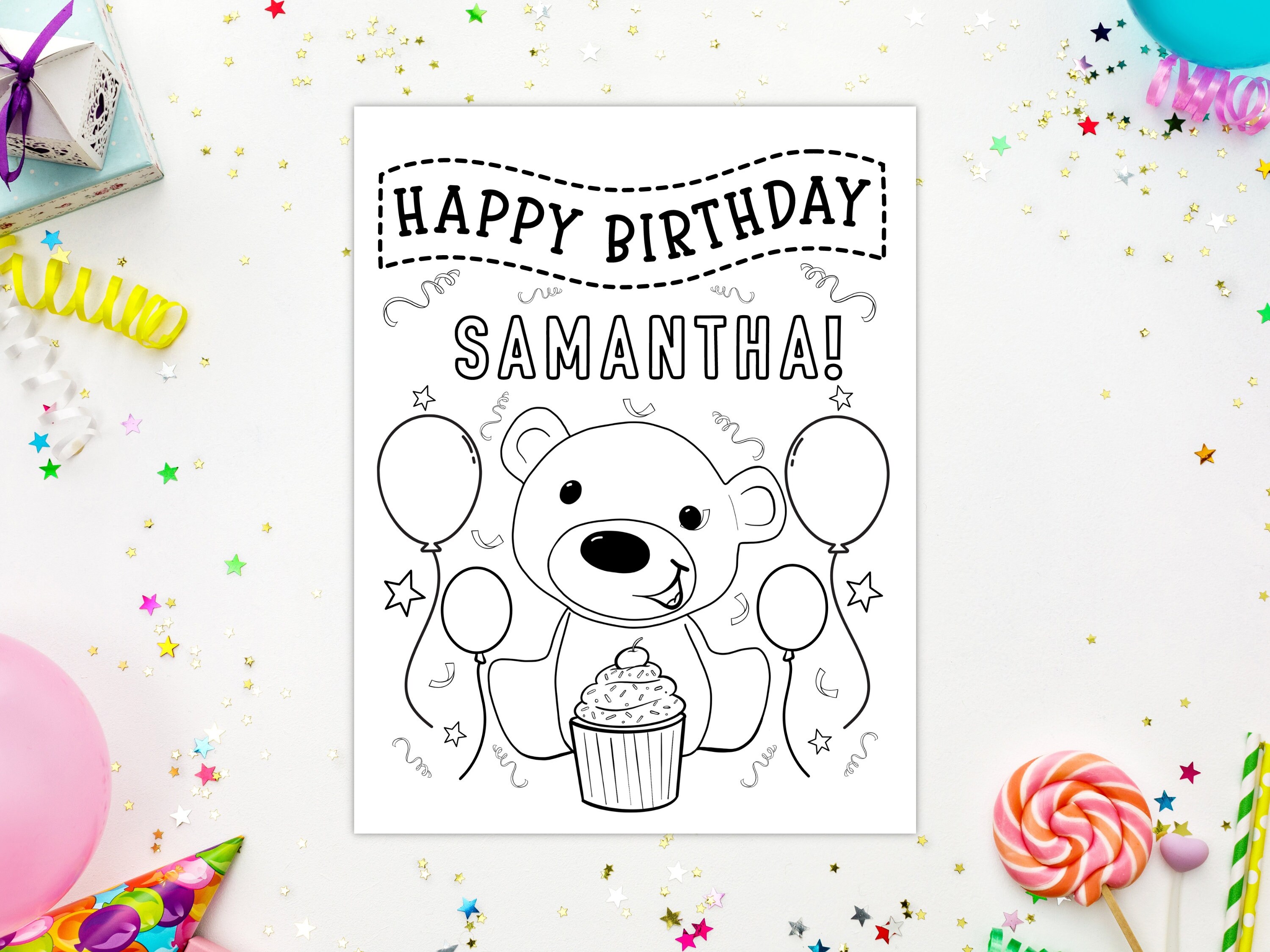 Personalized Birthday Coloring Pages for Kids, Printable Birthday