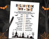 Halloween This or That Game, Printable Halloween Games for Kids, Halloween Games for Adults, Halloween Party Activity, Instant Download PDF