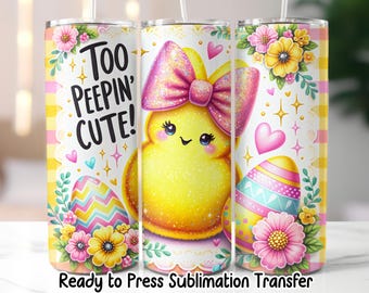 Easter Bunny Tumbler Transfer – 20oz Skinny Sublimation Wrap (Ready to Press)