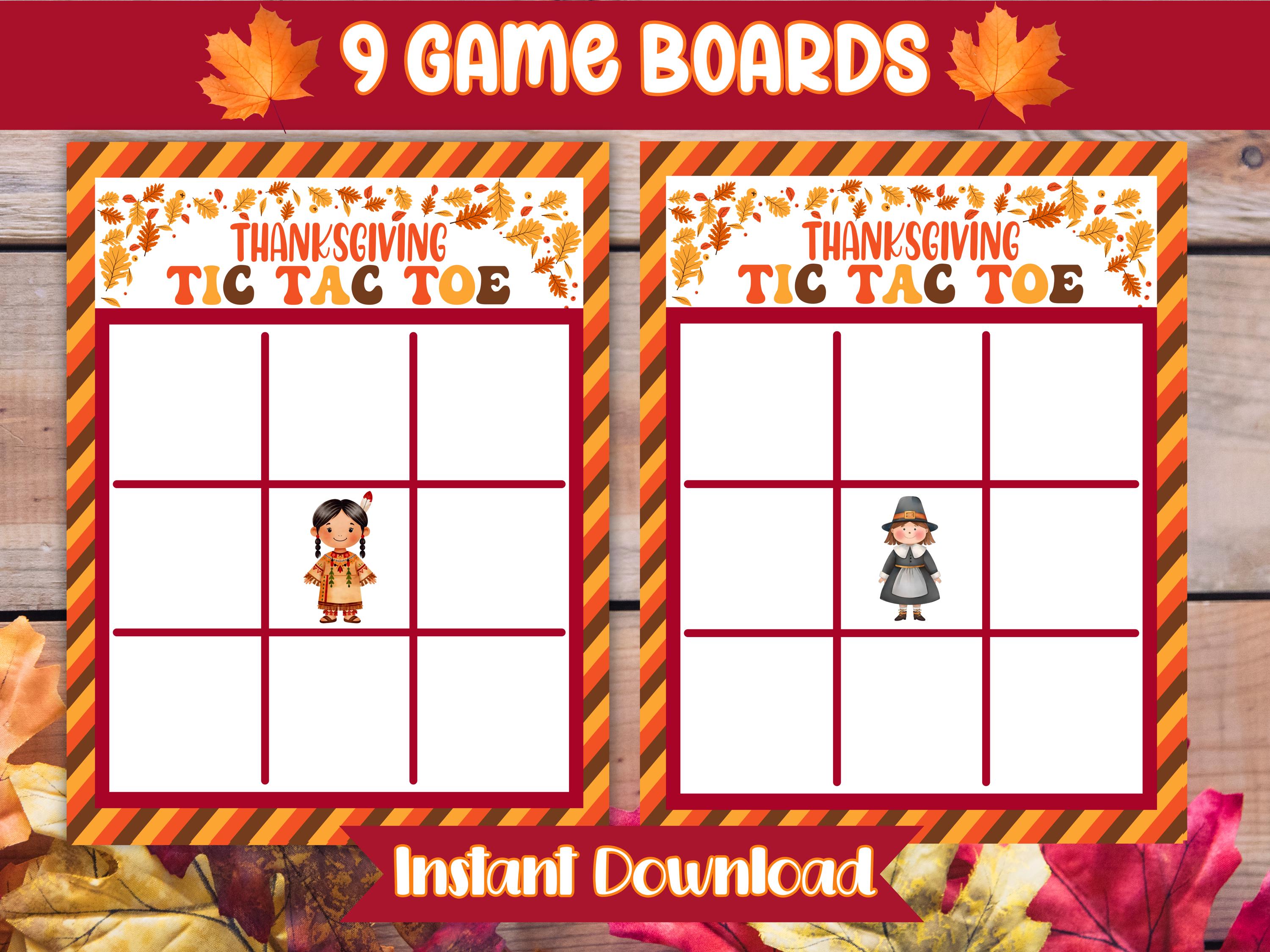 Thanksgiving Tic Tac Toe Game, Printable Thanksgiving Games, Classroom ...