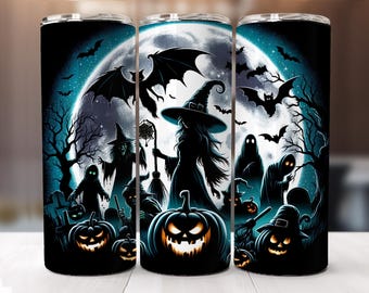 Spooky Night Witches Halloween Tumbler Transfer, Ready to Press Sublimation Transfer