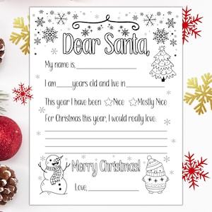 Brief an Weihnachtsmann, Weihnachtsaktivität, Weihnachtswunschliste für Kinder, Weihnachtsmalseite, Lieber Weihnachtsmann, Druckbarer Brief an Weihnachtsmann