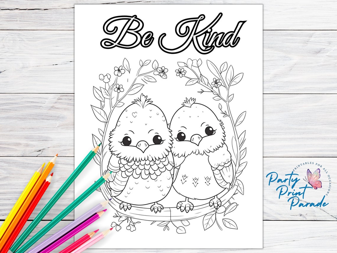 Be Kind Coloring Page Printable for Kids and Adults Kindness - Etsy