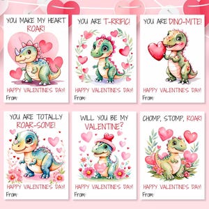 Cartes de Saint-Valentin dinosaures pour enfants, cartes de Saint-Valentin imprimables, cartes de Saint-Valentin pour salle de classe, Saint-Valentin pour enfants, cartes de Saint-Valentin dinosaures