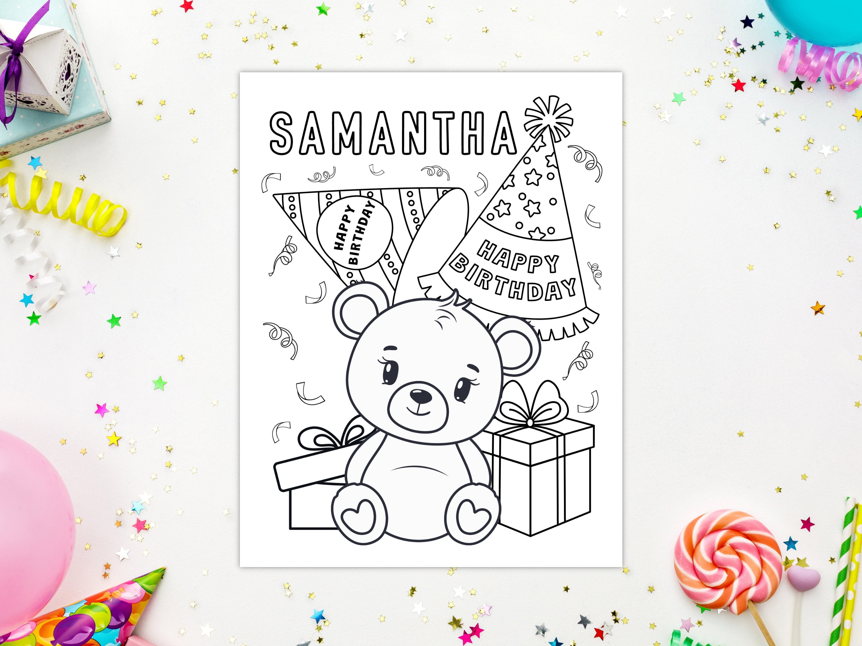 Personalized Birthday Coloring Pages for Kids, Printable Birthday ...