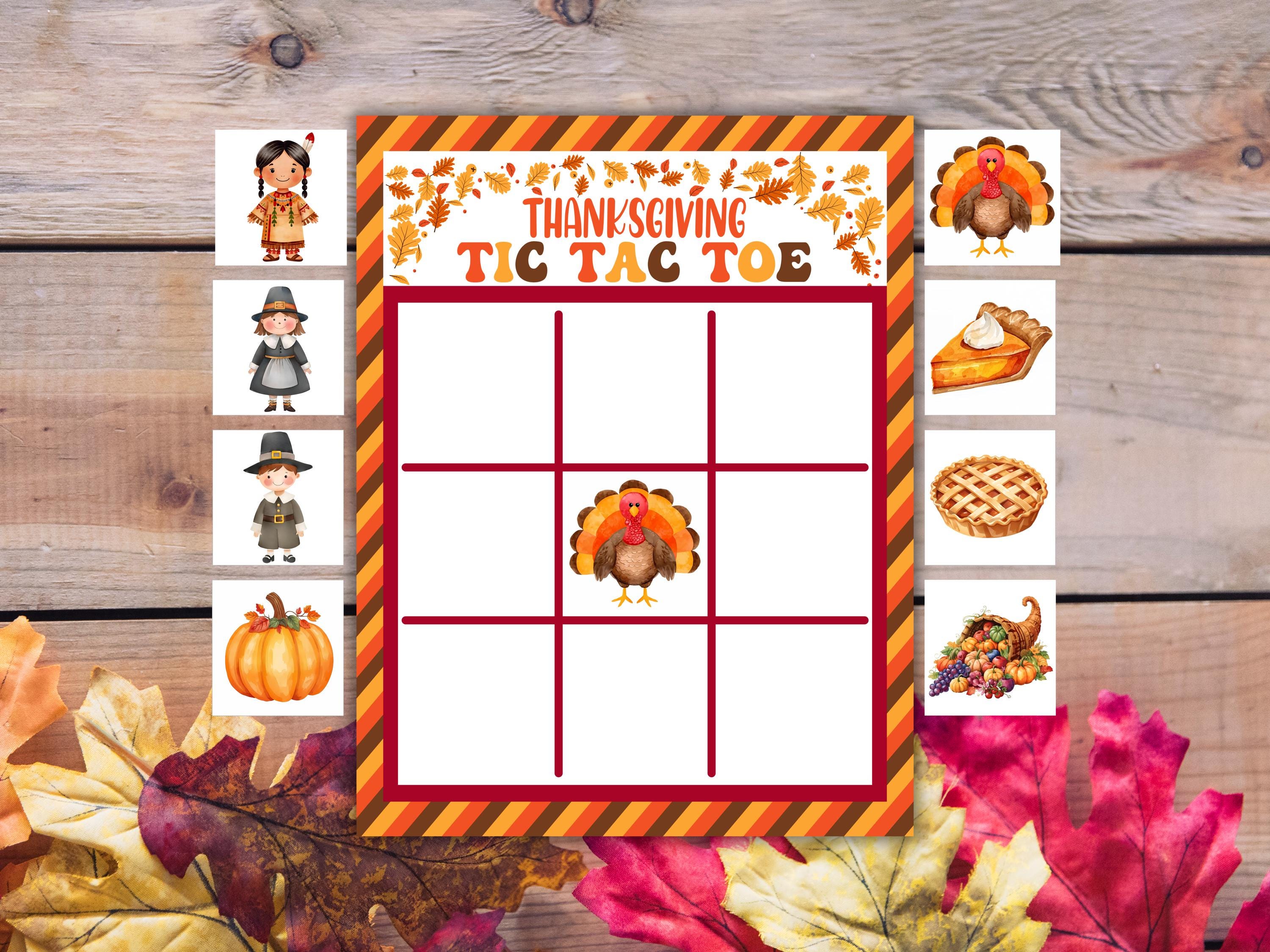 Thanksgiving Tic Tac Toe Game, Printable Thanksgiving Games, Classroom ...