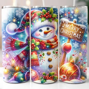 Christmas Snowman Tumbler Wrap, 20oz Skinny Sublimation Transfer (Ready to Press)