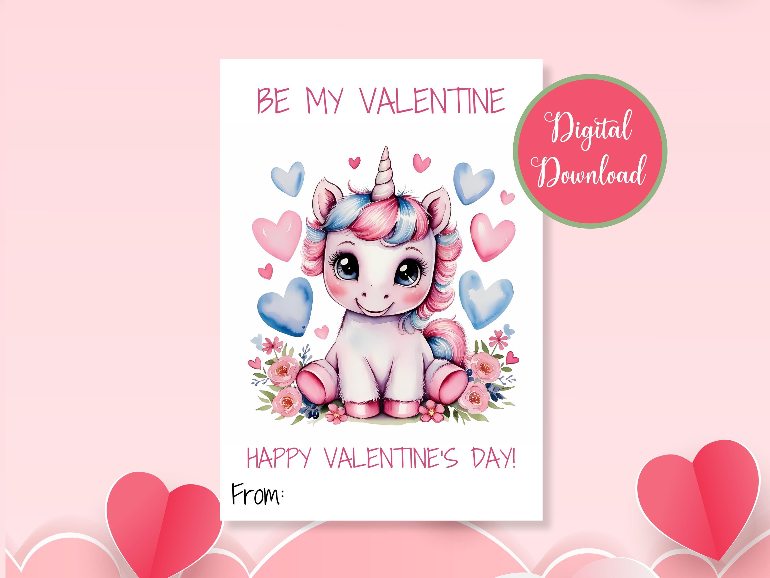 Unicorn Valentine Cards, Printable Valentines Day Cards, Kids Classroom ...