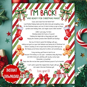 Elf Arrival Letter, Christmas Elf I’m Back Arrival Letter, Elf Return Letter, Elf Activities, Printable Christmas Elf I&#39;m back letter