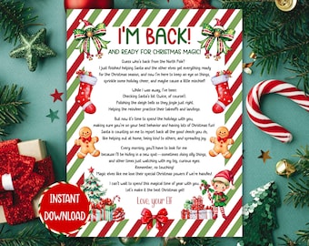 Elf Arrival Letter, Christmas Elf I’m Back Arrival Letter, Elf Return Letter, Elf Activities, Printable Christmas Elf I'm back letter